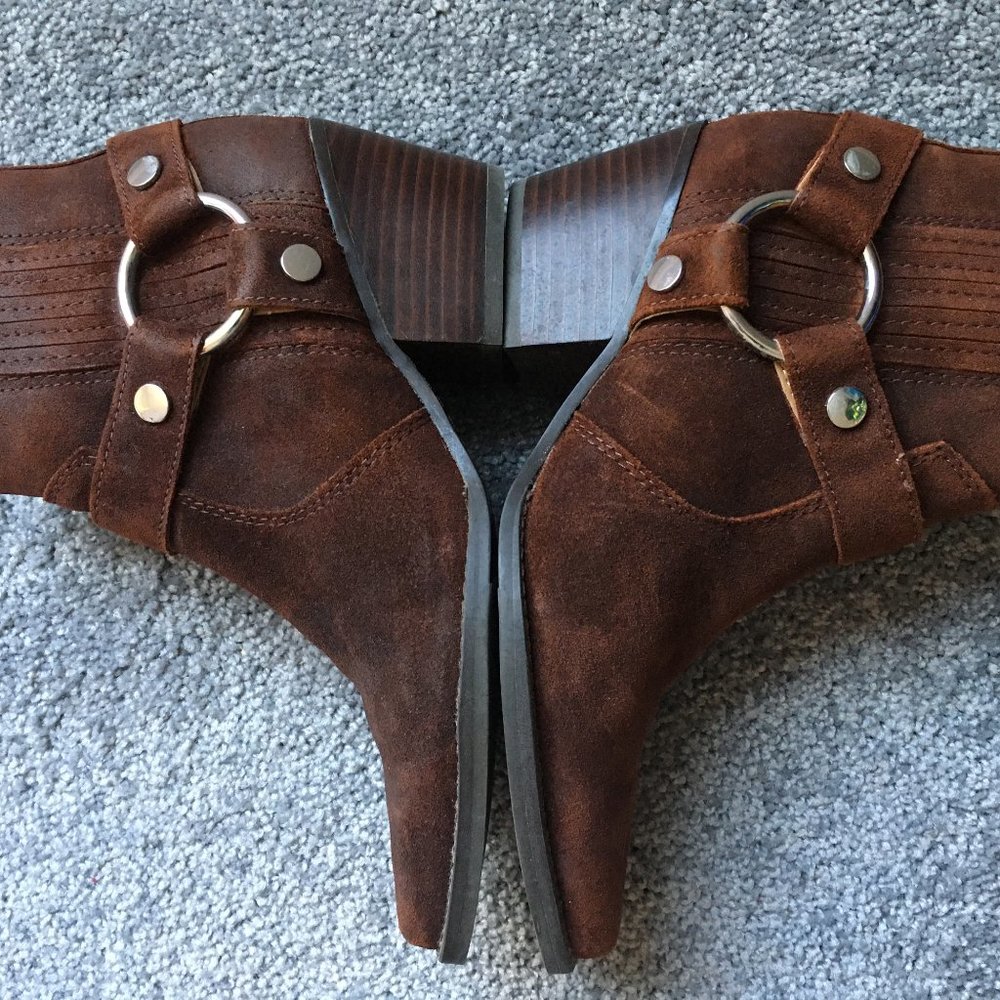 HARNESS Ankle Boot by Marc Fisher in Chocolate Suede, US Size 6.5, Clearance